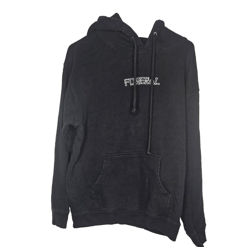 Funeral Hoodie Wolf Moon Graphic Black Streetwear Goth Skater Size M